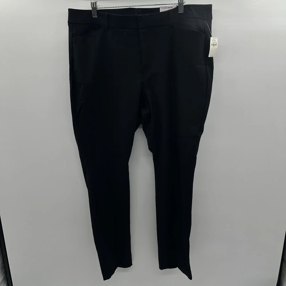 Old Navy High Rise Pixie Split Hem Full Length Pants Womens 18 Black Stretch NWT